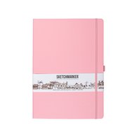 Скетчбук для зарисовок Sketchmarker, розовый, жесткая обложка с резинкой, 140 г/м2, 21х29,7 см, 80 листов, цвет бумаги слоновая кость