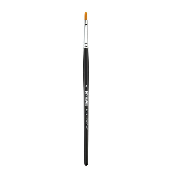 Кисть для акрила Sketchmarker 342 синтетика мягкая плоская ручка короткая №4