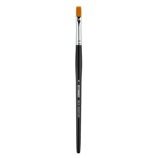 Кисть для акрила Sketchmarker 342 синтетика мягкая плоская ручка короткая №8
