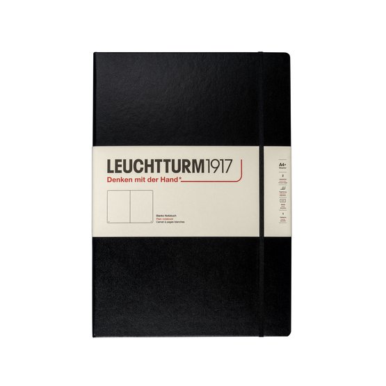 Блокнот Leuchtturm1917 Master A4+ (22.5x31.5см.), 100г/м2 - 235 стр. нелинованная, твердая обложка, цвет: черный