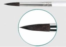 ЖF1-01, 00Б Roubloff Кисть имитация белки круглая короткая белая глянцевая ручка № 1