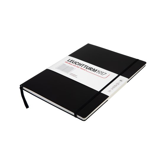 Блокнот Leuchtturm1917 Master Slim A4+ (22.5x31.5см.), 100г/м2 - 123 стр. в линейку, твердая обложка, цвет: черный