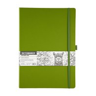 Скетчбук для зарисовок Sketchmarker, оливковый, жесткая обложка с резинкой, 140 г/м2, 21x29,7 см, 80 листов, цвет бумаги слоновая кость