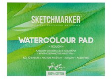 Альбом-склейка для акварели Sketchmarker 31х41 см 300г/кв.м 10л 100% хлопок крупнозернистая
