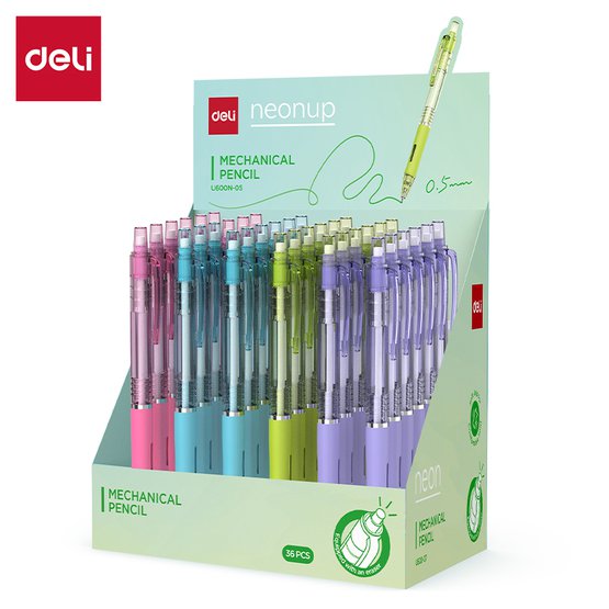 Механический карандаш Deli NEONUP с грифелем 0,5 мм подходит для точного письма и черчения. Оснащён встроенным ластиком для быстрого исправления записей. Яркие цвета корпуса делают модель заметной и стильной.