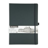 Скетчбук для зарисовок Sketchmarker, графитовый, жесткая обложка с резинкой, 140 г/м2, 21x29,7 см, 80 листов, цвет бумаги слоновая кость