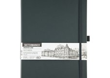 Скетчбук для зарисовок Sketchmarker, графитовый, жесткая обложка с резинкой, 140 г/м2, 21x29,7 см, 80 листов, цвет бумаги слоновая кость