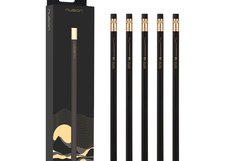 Карандаш чернографитный NuSign "Golden Peak", HB, ластик, позолоченная гильза, 10шт, коробка