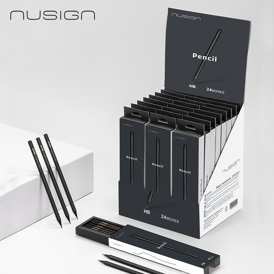 Карандаш чернографитный NuSign, HB, черный корпус, 10 шт, коробка