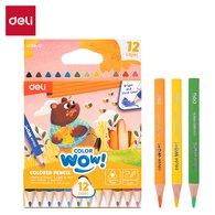 Укороченные цветные карандаши Deli COLORWOW! удобно лежат в детской руке и подходят для творчества и обучения. Трёхгранный корпус способствует комфортному захвату и правильной постановке пальцев. Яркие цвета легко наносятся на бумагу.