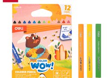 Укороченные цветные карандаши Deli COLORWOW! удобно лежат в детской руке и подходят для творчества и обучения. Трёхгранный корпус способствует комфортному захвату и правильной постановке пальцев. Яркие цвета легко наносятся на бумагу.