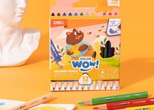 Укороченные цветные карандаши Deli COLORWOW! удобно лежат в детской руке и подходят для творчества и обучения. Трёхгранный корпус способствует комфортному захвату и правильной постановке пальцев. Яркие цвета легко наносятся на бумагу.