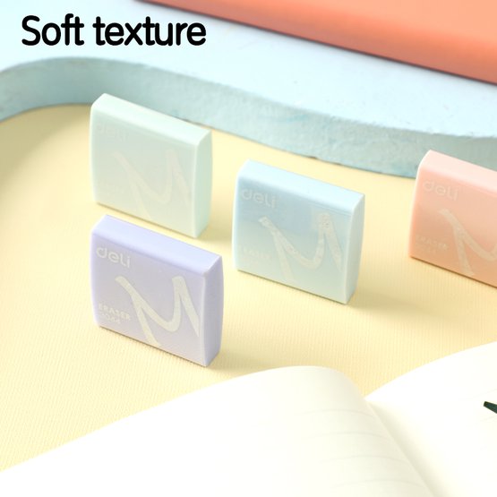 Ластик Deli Soft E3044 — мягкий школьный ластик из PVC, обеспечивающий чистое стирание без повреждения поверхности бумаги. Подходит для повседневного использования в школе и офисе.
