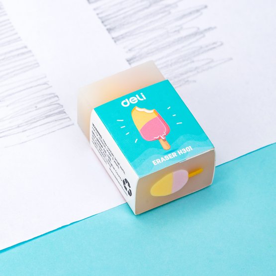 Ластик Deli EH301 — компактный школьный ластик из серии общего назначения. Изготовлен из безопасного PVC-материала, обеспечивающего чистое и аккуратное стирание без повреждения бумаги. Поставляется в ассорти цветов и предназначен для ежедневного использования в школе и офисе.