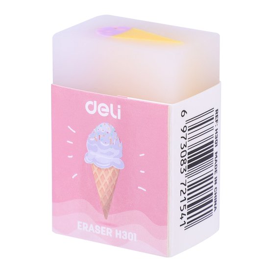 Ластик Deli EH301 — компактный школьный ластик из серии общего назначения. Изготовлен из безопасного PVC-материала, обеспечивающего чистое и аккуратное стирание без повреждения бумаги. Поставляется в ассорти цветов и предназначен для ежедневного использования в школе и офисе.