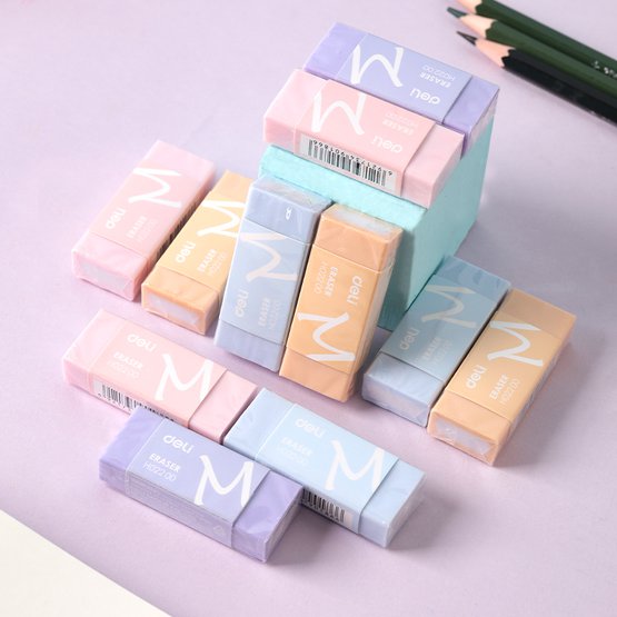 Ластик Deli Macaron EH02200 — экологичный PVC-ластик с мягкой текстурой и технологией без пыли. Обеспечивает чистое стирание и комфортное использование. Поставляется в пластиковом тубусе для удобного хранения.