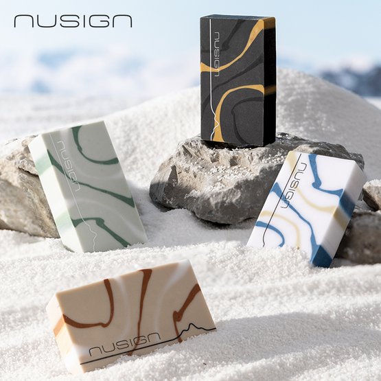 Ластик NuSign "Natural Fluids", 30х50х10,5 мм, ПВХ, 4 дизайна ассорти, 24 шт, дисплей бокс