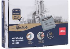 Ластик-клячка Deli ARTENUEVO подходит для художественных работ, графики и набросков. Легко принимает нужную форму для точного удаления графита и угля. Идеален для художников, дизайнеров и студентов художественных направлений.
