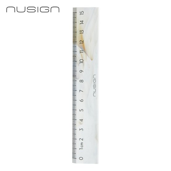 Линейка NuSign "Natural Fluids", 15 см, пластик, белая, блистер