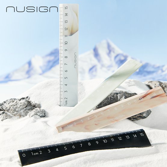Линейка NuSign "Natural Fluids", 15 см, пластик, белая, блистер