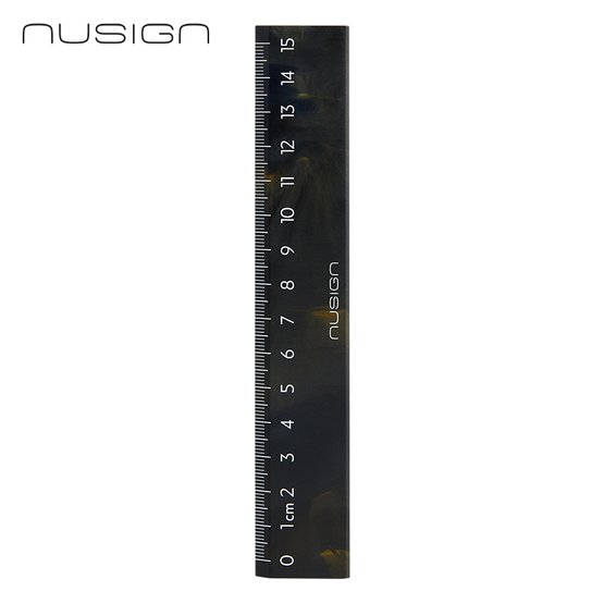 Линейка NuSign "Natural Fluids", 15 см, пластик, черная, блистер