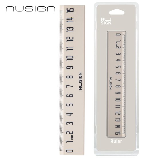 Линейка NuSign 15 см, пластик, белая, блистер