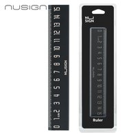 Линейка NuSign 15 см, пластик, черная, блистер