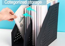 Вертикальный лоток Deli предназначен для компактного хранения документов формата A4 и папок. Складная конструкция экономит место при транспортировке и хранении. Лаконичный дизайн подходит для современного офисного пространства.