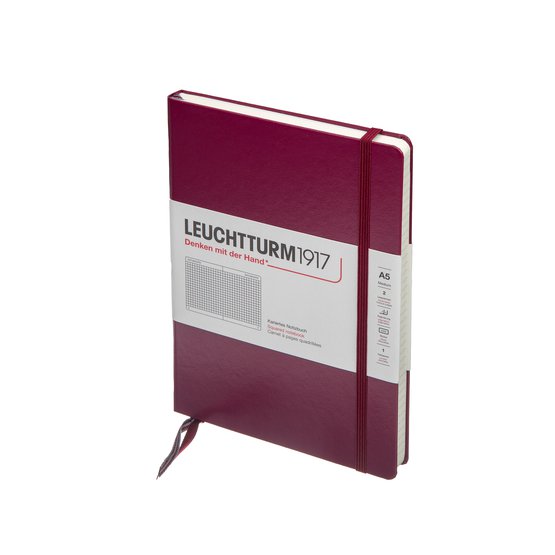 Блокнот Leuchtturm1917 Classic A5 (14.5x21см.) 80г/м2 - 251 стр. в клетку, твердая обложка, цвет: красный портвейн
