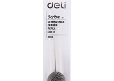 Ластик Deli Scribe EH01800 — механический выдвижной ластик в форме ручки. Изготовлен из ABS и TPR, обеспечивает точное стирание без повреждения бумаги и удобен для детальной работы.