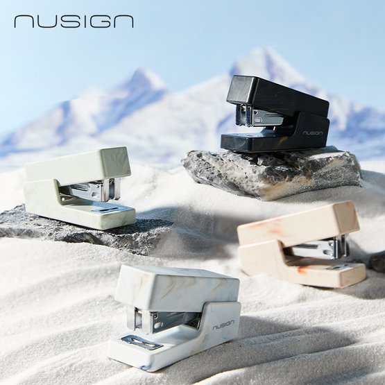 Мини степлер NuSign "Natural Fluids", для скоб 24/6, 26/6, пластик, со скобами 830 шт, зеленый