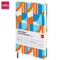 Недатированный ежедневник Deli "Coloring", A5, 136 листов, 70 г/м2, твердая обложка, оранжево-голубой