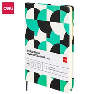 Недатированный ежедневник Deli "Coloring", A5, 136 листов, 70 г/м2, твердая обложка, черно-зеленый