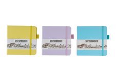 Блокнот для зарисовок Sketchmarker 140г/кв.м 12*12см 80л 3 цвета (голубой, фиолетовый, лимонный)