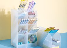 Подставка Deli для пишущих принадлежностей 5 отделений, 92.5х59х205 мм, полипропилен, белый