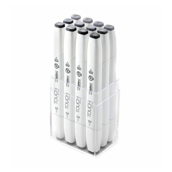 Набор маркеров ShinHan TOUCH BRUSH Cool Grey 12цв. холодные серые тона