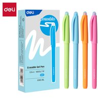 Ручка гелевая "пиши-стирай" Deli, игольчатый наконечник, 0.5мм, круглый корпус, софт-тач, синие чернила, картонная коробка