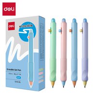 Автоматическая гелевая ручка Deli EG310-BL "Erasable" с функцией стирания. Пулевидный наконечник 0,5 мм обеспечивает плавное письмо. Мягкий эргономичный грип с выемками под пальцы повышает комфорт при длительном использовании. Круглый корпус, синие чернила, картонная коробка.