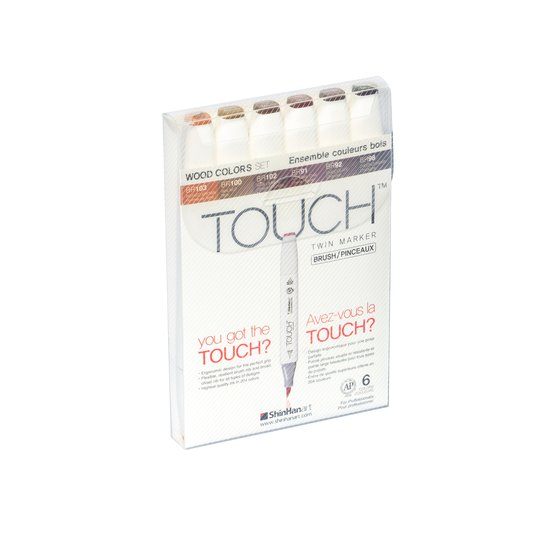 Набор маркеров  TOUCH BRUSH Wood Colors 6цв. древесные тона