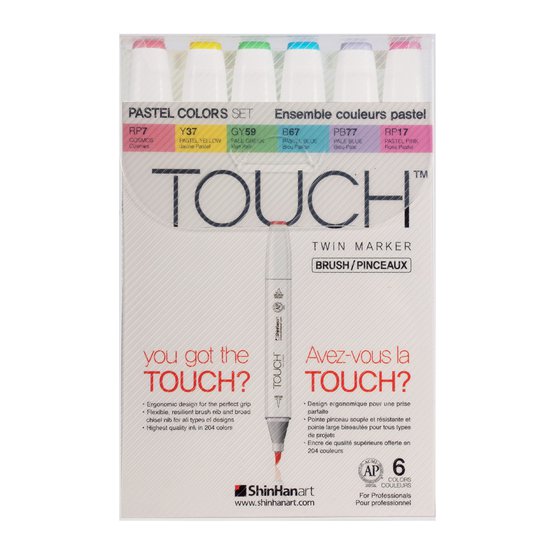 Набор маркеров  TOUCH BRUSH  Pastel  6цв. пастельные тона