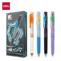 Ручка Deli Hexify EG363-BL 0,5 мм с гибридным наконечником и двойным шариком. Мягкий грип и технология стабилизации наконечника обеспечивают плавное письмо. Смещенный центр тяжести повышает комфорт. Синие чернила.