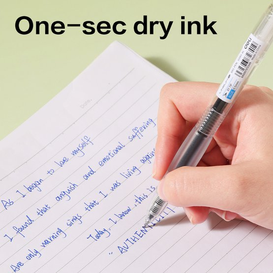 Ручка Deli LINEUM-GEL EG08S-BL 0,5 мм с гибридным ST-наконечником. Быстросохнущие синие чернила (≈1 сек) обеспечивают чистое письмо без размазывания. Прозрачный круглый корпус и мягкий грип.