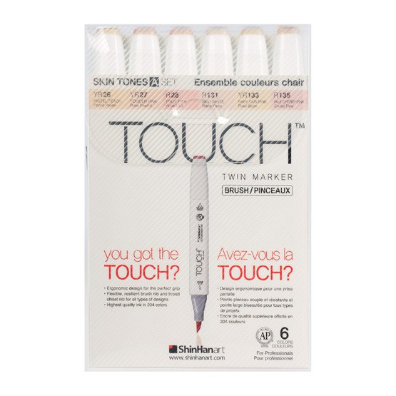 Набор маркеров  TOUCH BRUSH Skin Tones "А" 6цв. телесные тона