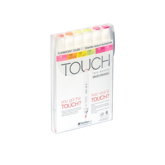 Набор маркеров  TOUCH BRUSH 6цв. флюоресцентные цвета