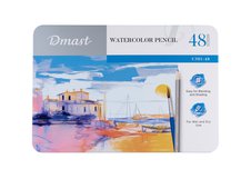 Набор акварельных карандашей Dmast 48 цветов в металлическом пенале