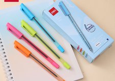 Ручка шариковая Deli "Flickwell", 0,7 мм, синяя, тонированный корпус, 4 цвета корпуса, коробка