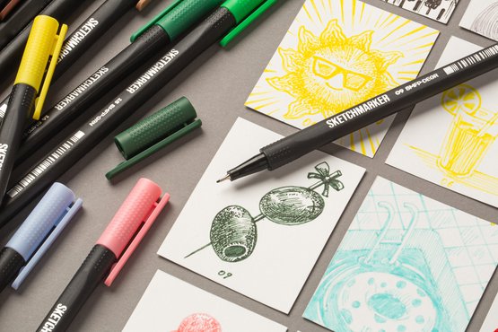 Набор цветных линеров Sketchmarker Artist Fine Pen Studio 24 цвета в картонной упаковке