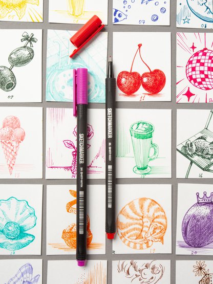 Набор цветных линеров Sketchmarker Artist Fine Pen Studio 24 цвета в картонной упаковке