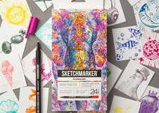 Набор цветных линеров Sketchmarker Artist Fine Pen Studio 24 цвета в картонной упаковке
