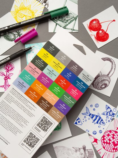 Набор цветных линеров Sketchmarker Artist Fine Pen Studio 24 цвета в картонной упаковке